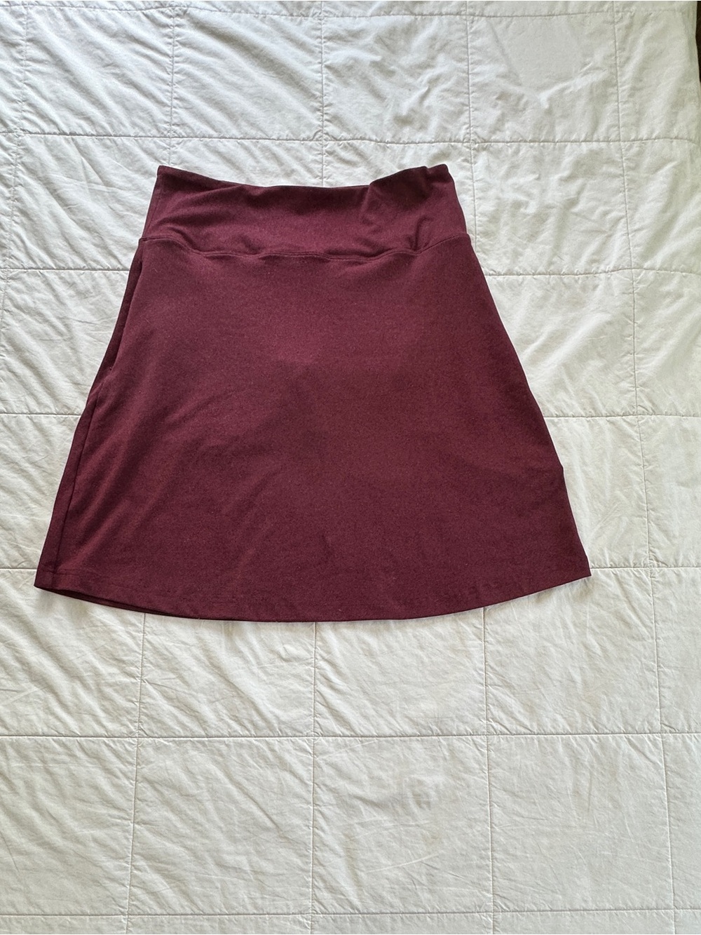 Betabrand Heathered Burgundy A-Line Skort - bin 1
